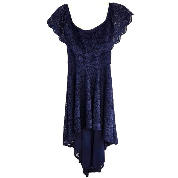 Windsor Women's Dress Medium M Blue Lace Hi Low Sleeveless Misses Size 8 10 - Picture 1 of 8